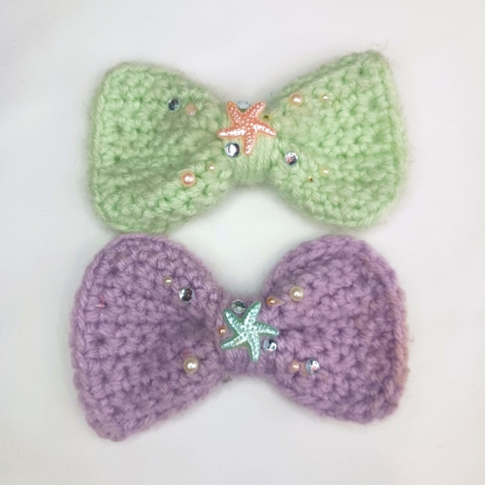 Knitted Set of Mermaid Hair Bows.